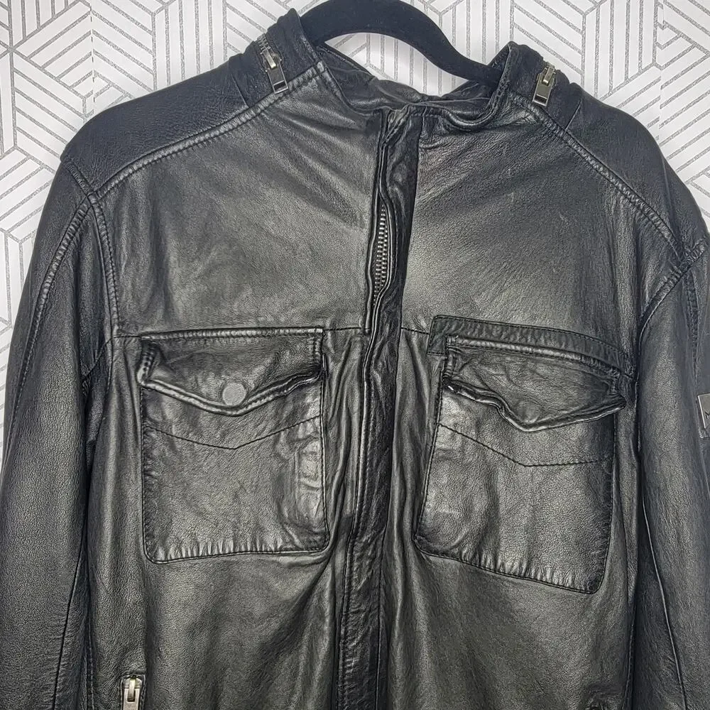 MAURITIUS LEATHER MEN'S GOEFF LAMB LEATHER ZIP-FRONT TRUCKER JACKET - Picture 5 of 16